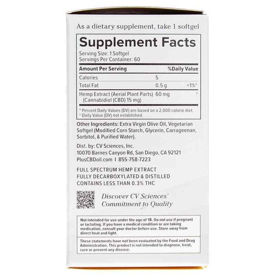 Full Spectrum Hemp Extract 15 Mg Extra Strength, PCBD